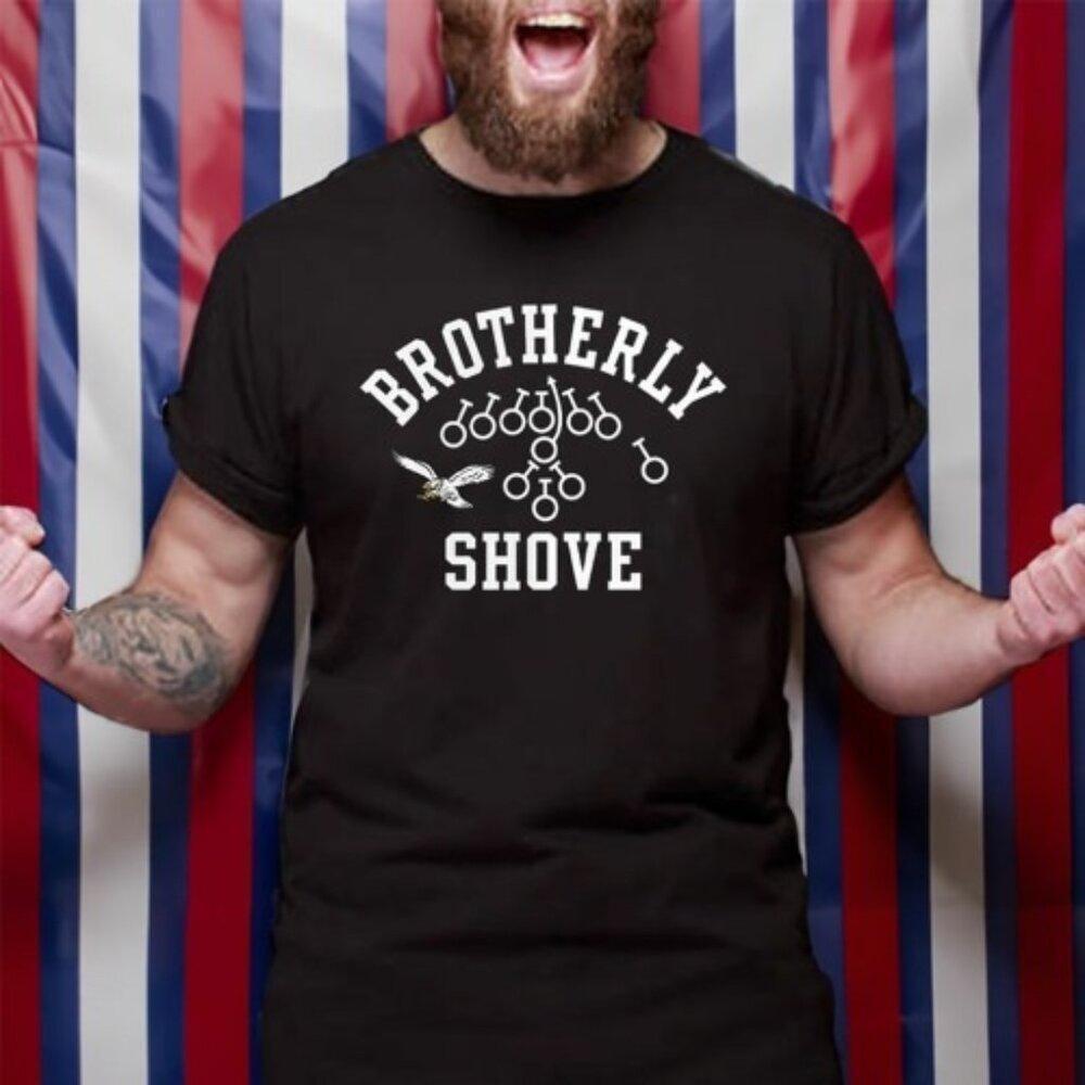 Philadelphia Eagles Brotherly Shove Graphic T-Shirt Football Sports Tee 159